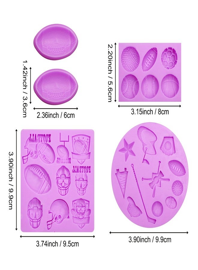 Acvcatto Football Cake Pop Mold, 5 Pack Sports Ball Rugby Silicone Mold for Cake Decorating, Ice Cream Soccer Ball Molds Baseball Basketball Helmets Design, Dishwasher Safe for Chocolate Candy Clay - Image 2