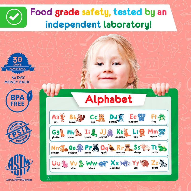 Simply magic 5 Educational Placemats for Kids - Kids Placemats Non Slip, Washable Reusable Plastic Place Mats for Toddler, Alphabet ABC, Shapes, Colors, Numbers, Solar System Learning Place Mats - Image 5