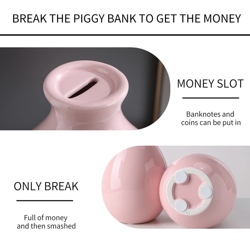 PIG WORLD Large Piggy Bank for Adults Must Break to Open,Piggy Bank for Boys,Ceramic Coin Jar,alcancias de Dinero para adultos niÃ±os,Money Safe for Cash Saving,Girls Money Bank,Modren Home Decor Living Room - Image 4