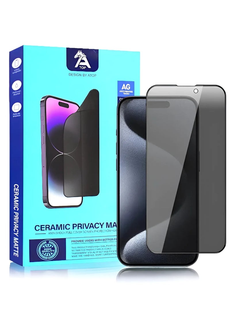 اي توب واقي شاشة سيراميك HD مضاد للتجسس لـ آيفون 14 (iPhone 14) لحماية الخصوصية (ضد البصمة)  من A TOP, حماية قصوى للشاشة من الخدوش والكسر  - Image 1