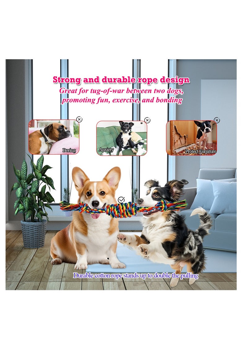 أن ان سي بيتس لعبة مضغ قطنية للكلاب الصغيرة والمتوسطة، مصنوعة من القطن بنسبة 100% وحبل تنظيف الأسنان، لعبة شد الحبل واللعب التفاعلي، مجموعة ألعاب حبل للكلاب 4 في 1 مع مقبض حلقي، عبوة كومبو 32 سم، لتخفيف التوتر (متعدد الألوان) - Image 4