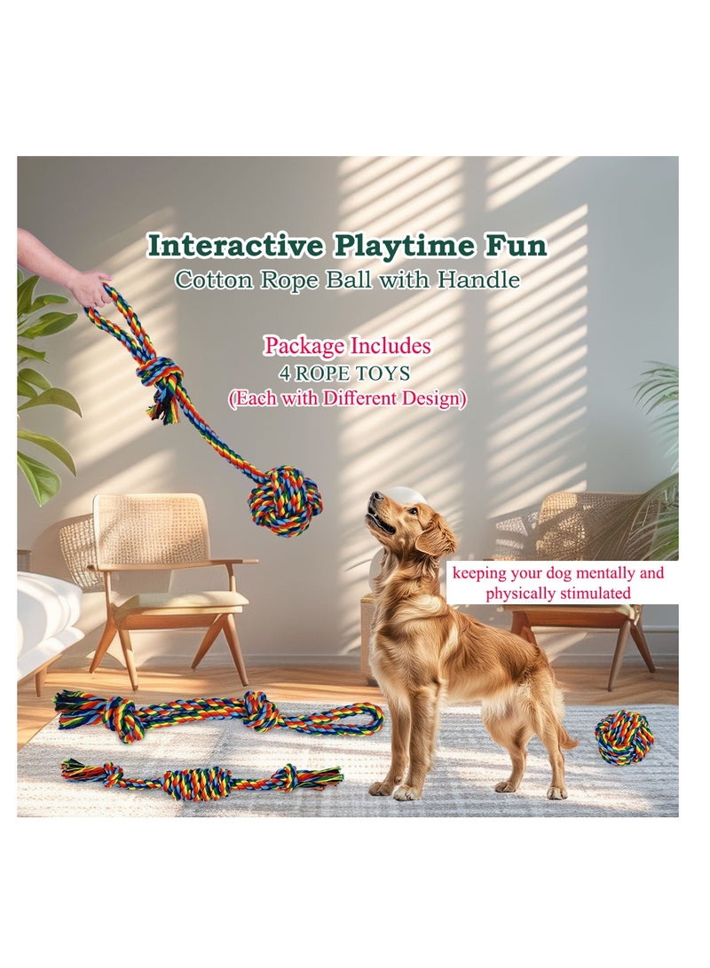 أن ان سي بيتس لعبة مضغ قطنية للكلاب الصغيرة والمتوسطة، مصنوعة من القطن بنسبة 100% وحبل تنظيف الأسنان، لعبة شد الحبل واللعب التفاعلي، مجموعة ألعاب حبل للكلاب 4 في 1 مع مقبض حلقي، عبوة كومبو 32 سم، لتخفيف التوتر (متعدد الألوان) - Image 5