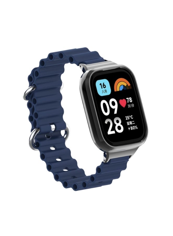 cean Strap Compatible with Xiaomi Redmi 3 Lite/Redmi Watch 3 Active, Adjustable Silicone Strap with Metal Buckle, Band With Frame Metal Women Men Replacement Strap (Blue) - Image 5