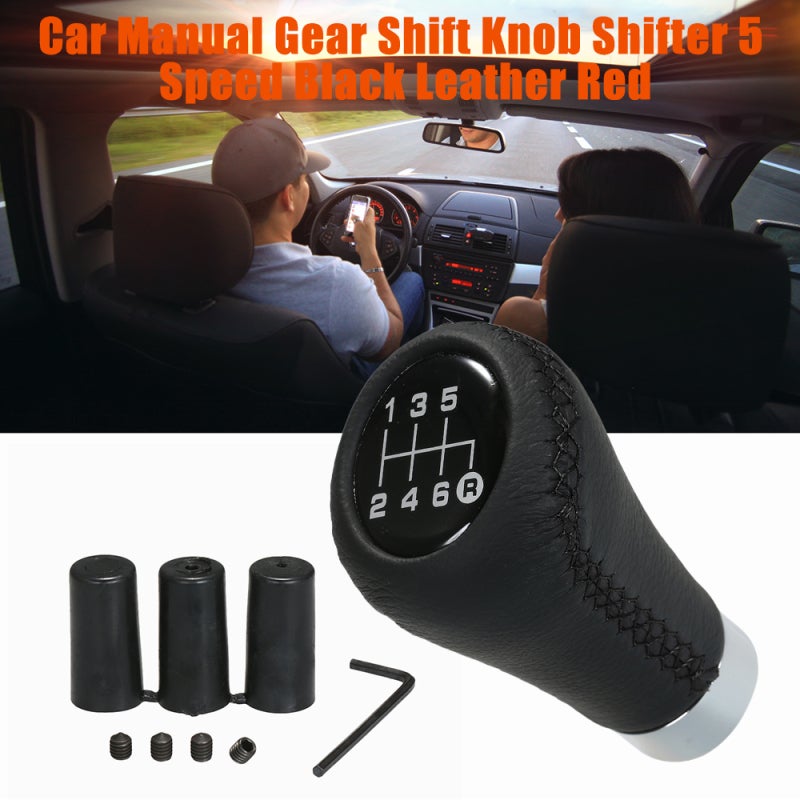 Car Gear Stick Shift Knob 5 Speed Universal Manual Shifter Knob Red And Black - Easy Installation No Modification Required - Stylish Design For Car Interior Upgrade - Image 1