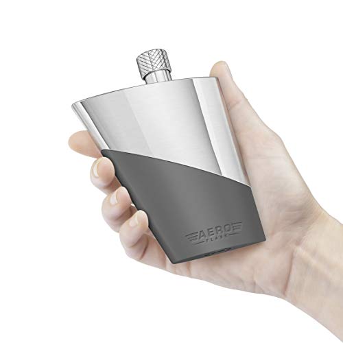 Final Touch Aero Flask Travel Liquor Container - 3.4 oz 100ml Carry-On Flask with Built-in Funnel - Aerodynamic Design Inspired by Airplane Wings - Stainless Steel - Comfortable for Pocket (FTA1820) - Image 1