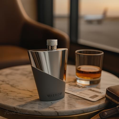 Final Touch Aero Flask Travel Liquor Container - 3.4 oz 100ml Carry-On Flask with Built-in Funnel - Aerodynamic Design Inspired by Airplane Wings - Stainless Steel - Comfortable for Pocket (FTA1820) - Image 2
