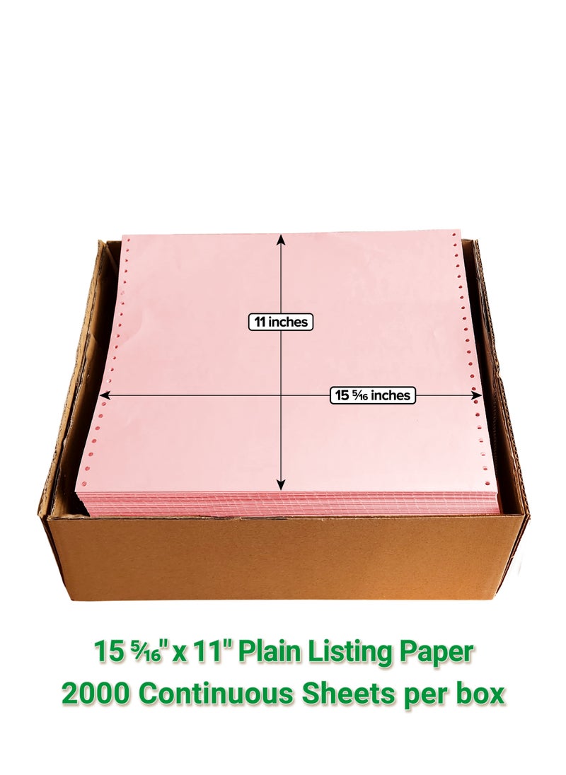 Abulhoul Printing Press LLC ABULHOUL Continuous Plain Listing Computer Paper 15 5/16” x 11” PINK Ply Single 2000 Sheets Per Box 60gsm (±5% In Actual Weight) Used For Wide Dot-Matrix Impact Printers With Ink Ribbons  - Image 2