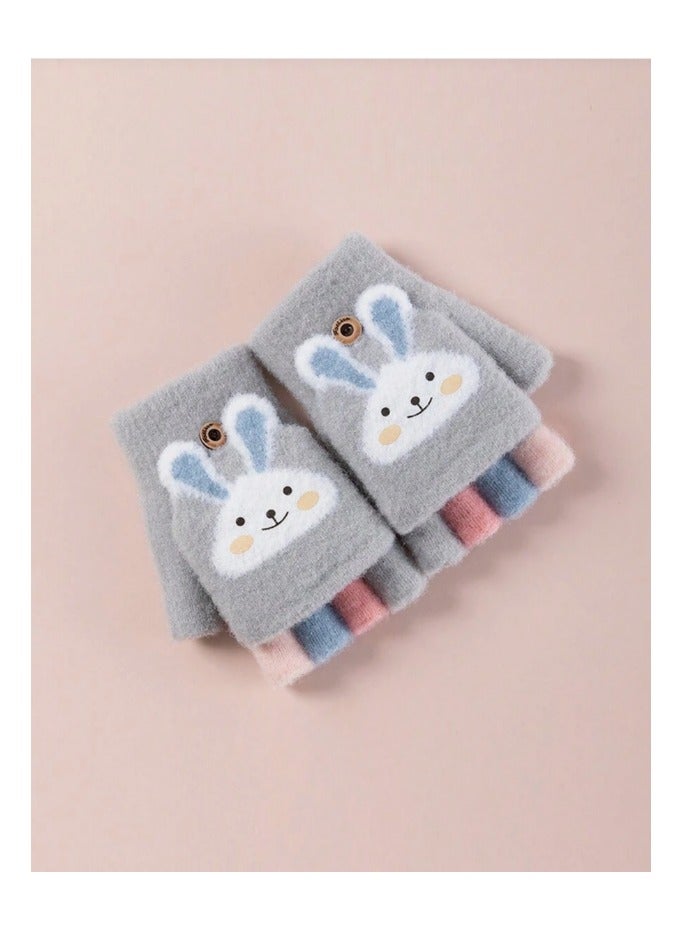 1 Pair Cartoon Soft Winter Gloves for Kids Suitable for Ages 3-12 Years