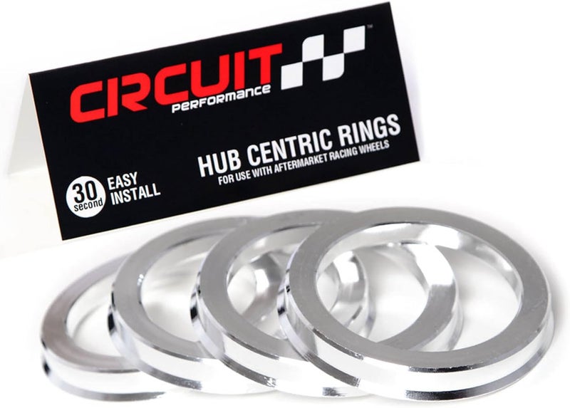 Circuit Performance 73.1mm OD to 66.6mm ID Silver Aluminum Hub Centric Rings - Image 1