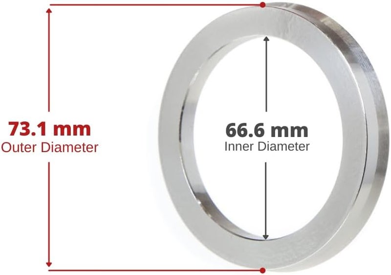 Circuit Performance 73.1mm OD to 66.6mm ID Silver Aluminum Hub Centric Rings - Image 2