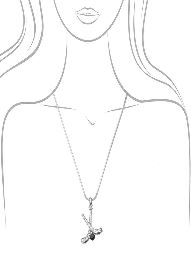 Spinningdaisy High Gloss Crystal Hockey Stick with Black Puck Necklace - Image 4