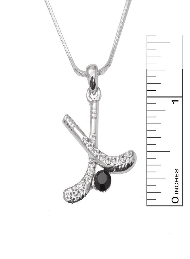 Spinningdaisy High Gloss Crystal Hockey Stick with Black Puck Necklace - Image 3