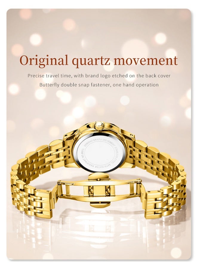 REACLOUD ساعات نسائية أنيقة من الفولاذ المقاوم للصدأ مقاومة للماء ساعة كوارتز تناظرية - Image 3