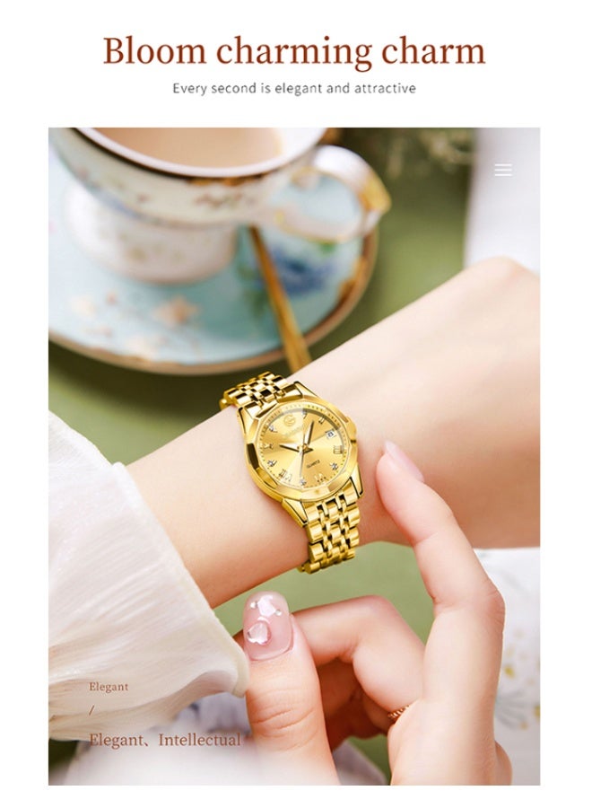 REACLOUD ساعات نسائية أنيقة من الفولاذ المقاوم للصدأ مقاومة للماء ساعة كوارتز تناظرية - Image 2