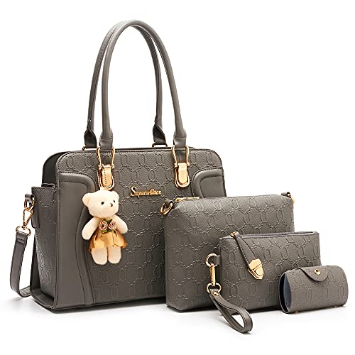 Soperwillton Women's Fashion Handbags Tote Bags Shoulder Bag Top Handle Satchel Purse Set 4pcs - Image 1