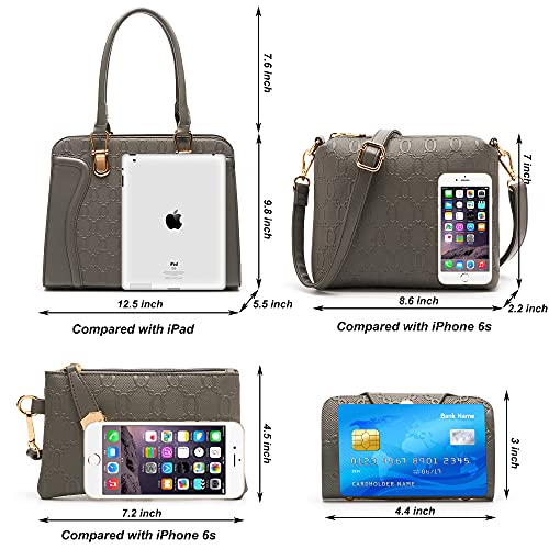 Soperwillton Women's Fashion Handbags Tote Bags Shoulder Bag Top Handle Satchel Purse Set 4pcs - Image 3