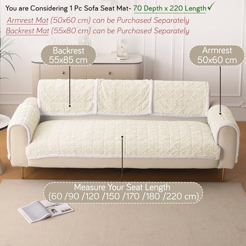 HOKIPO 'Italian Caelora' Luxury Jacquard Plush Sofa Cover Mat | Make Your Own Sofa Cover Set, Mat Length 70(D) x 220(L) cm, Pearl White (AR-5960-WHT) - Image 4