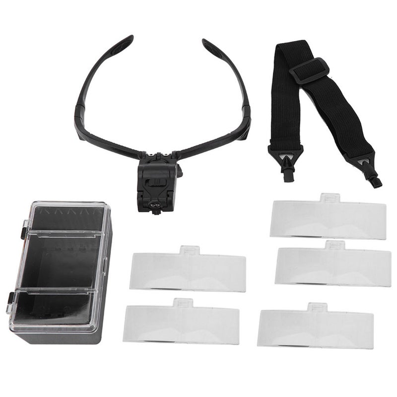 Eyeglass Type Headband Magnifier with 5 Lens LED Lamp for Eyelashes Extension Use - Image 1