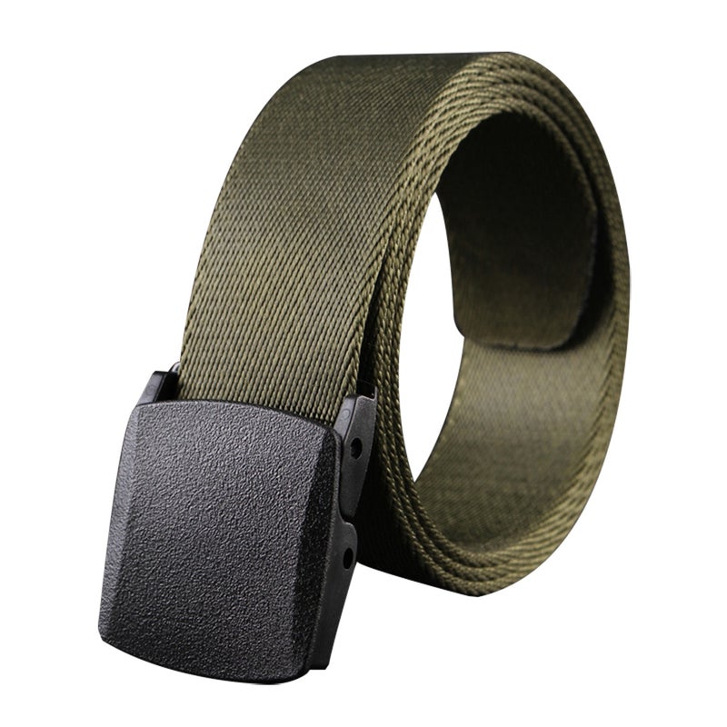 2pcs Military Style Canvas Web Belt Nylon Belt Casual Style Airport-friendly Automatic Buckle Belt ( Green) - Image 2