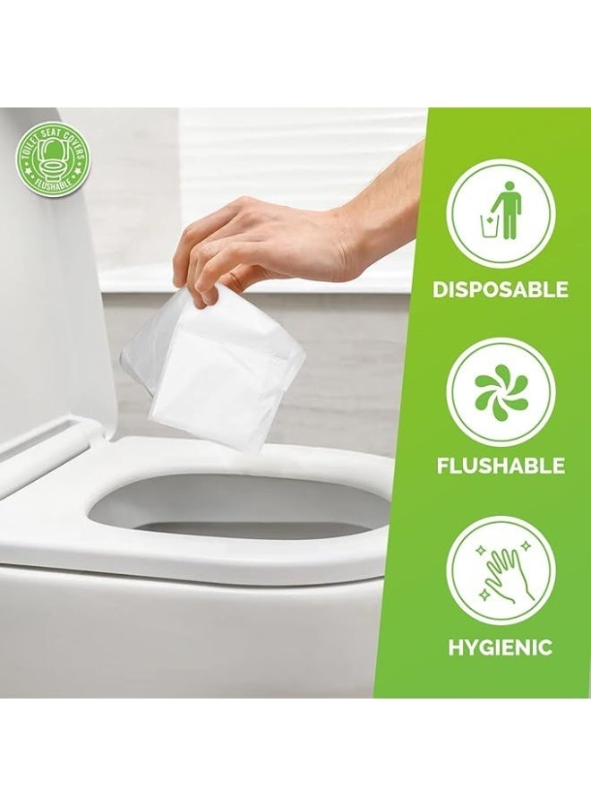 OASIS-TH Toilet Seat Covers Disposable, 100pcs Flushable Travel Disposable Toilet Seat Covers for Adults Kids, Travel Essential Accessories for Airplane, Road Trips, Camping - Image 4