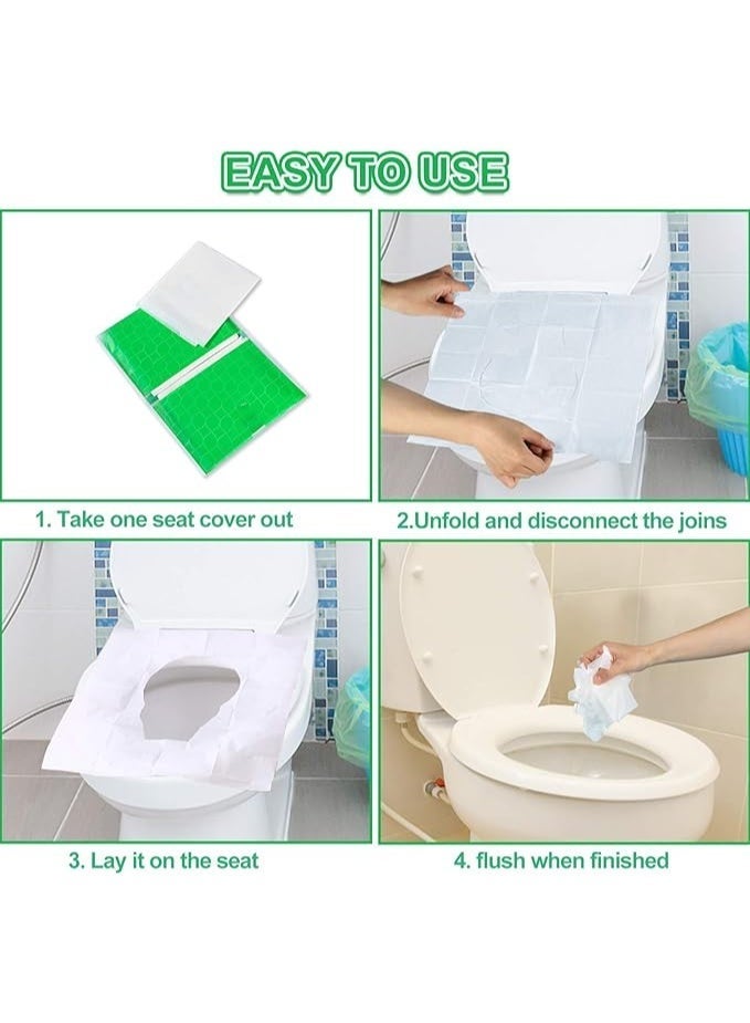 OASIS-TH Toilet Seat Covers Disposable, 100pcs Flushable Travel Disposable Toilet Seat Covers for Adults Kids, Travel Essential Accessories for Airplane, Road Trips, Camping - Image 2