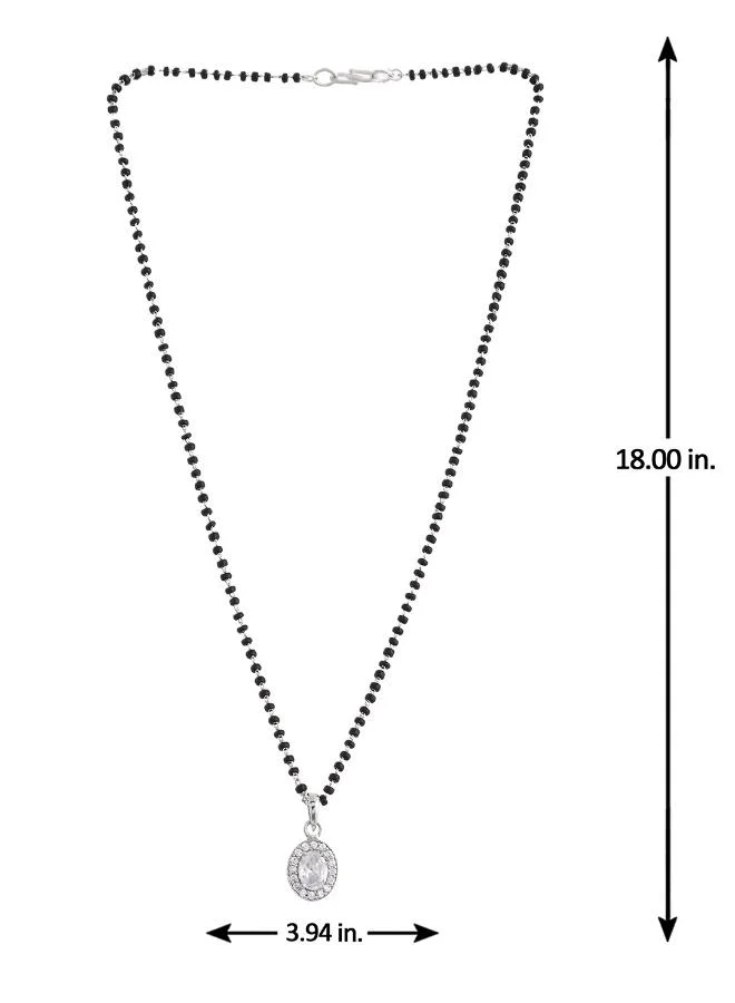 VOYLLA Sparkling Essential White Oval Cz Studded Silver Mangalsutra Set