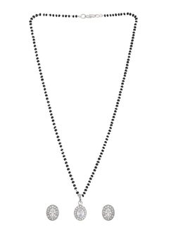 VOYLLA Sparkling Essential White Oval Cz Studded Silver Mangalsutra Set  - Image 2