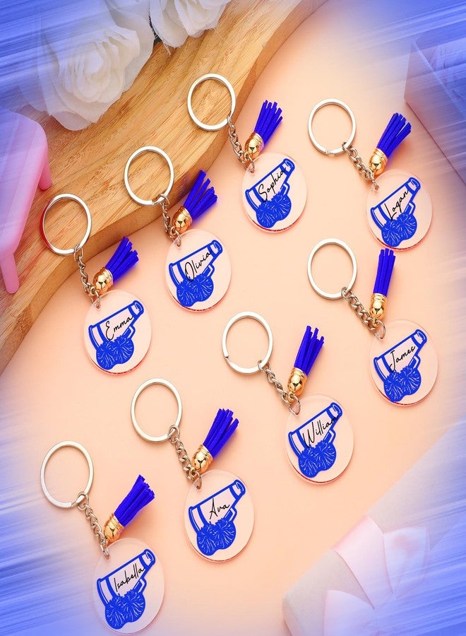 كانلير مجموعة كانليير من 30 قطعة من سلاسل مفاتيح التشجيع، سلاسل مفاتيح التشجيع ذاتية الصنع مع شرابة، هدايا مخصصة لفريق التشجيع لحفلات الفريق (أزرق) - Image 3