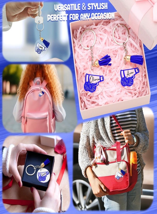 كانلير مجموعة كانليير من 30 قطعة من سلاسل مفاتيح التشجيع، سلاسل مفاتيح التشجيع ذاتية الصنع مع شرابة، هدايا مخصصة لفريق التشجيع لحفلات الفريق (أزرق) - Image 5