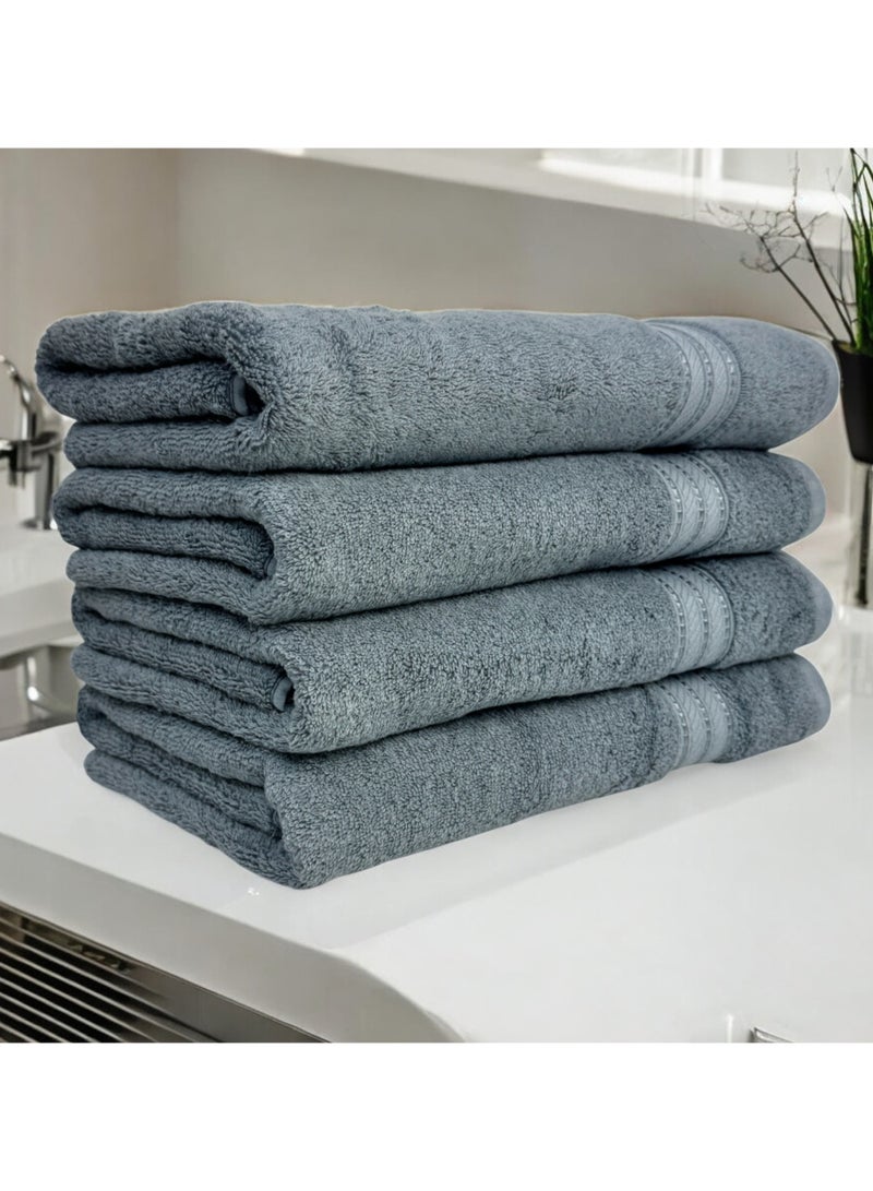 كاسينو Kassino Premium Bath Towels Set - (4 Pack, 70x140 cm), 580 GSM Bath Towel,100% Combed Cotton, Soft & Quick-Dry Towels for Bathroom, Highly Absorbent, Double Stitched Hotel Quality Towels | Monument - Image 2