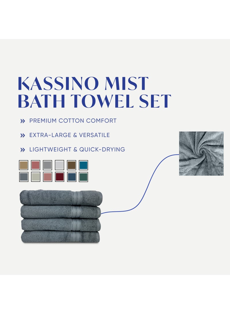 كاسينو Kassino Premium Bath Towels Set - (4 Pack, 70x140 cm), 580 GSM Bath Towel,100% Combed Cotton, Soft & Quick-Dry Towels for Bathroom, Highly Absorbent, Double Stitched Hotel Quality Towels | Monument - Image 3