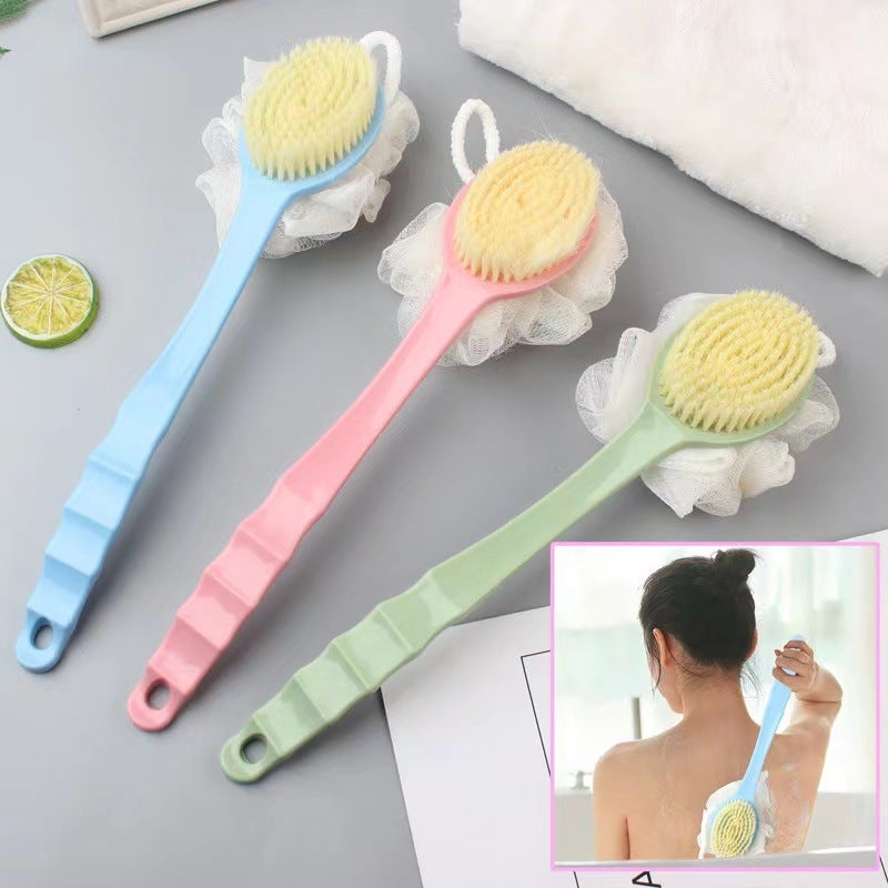 Double-Sided Soft Bristle Bath Brush with Long Handle for Body Exfoliation and Massage - Image 2