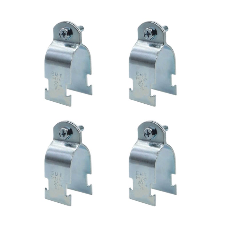 Baudelun 114 EMT Strut Clamps for Rigid Conduit and Pipe 4 Packs Universal Steel Strut Clamps for Rigid Conduit and EMT Standard ElectroGalvanized Assembled with Bolt and Nut