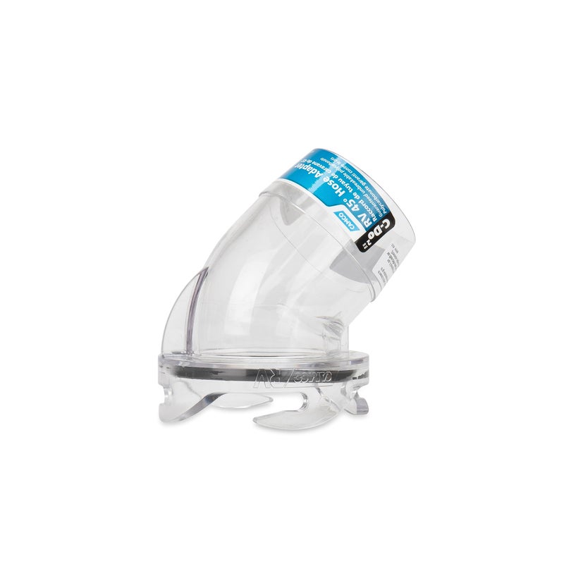 Camco Camco Clear 45 Degree RV Sewer Hose Adapter Fitting | Features 4 Bayonet Prongs, a Heavy-Duty Polycarbonate Construction, and is Compatible with 3-Inch Diameter Sewer Hoses (39432), Clear  - Image 1
