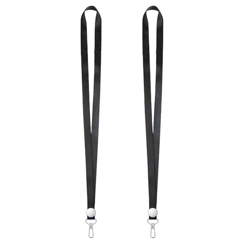 henyouecs 2 Pack Black Lanyards for ID BadgesLanyard ID Holder with Metal ClaspBulk Neck Lanyard ID Holder for Car Keys Card Holder Whistle Keychain Wallet - Image 1