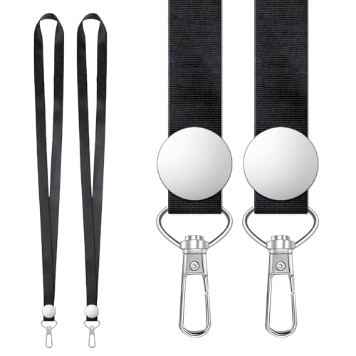 henyouecs 2 Pack Black Lanyards for ID BadgesLanyard ID Holder with Metal ClaspBulk Neck Lanyard ID Holder for Car Keys Card Holder Whistle Keychain Wallet - Image 3
