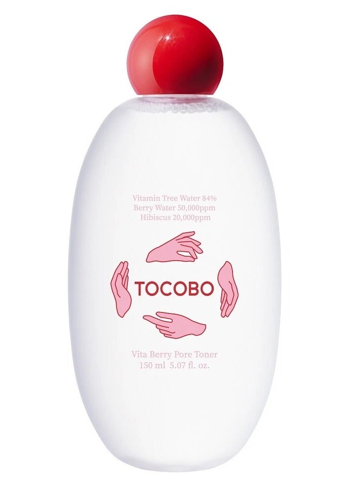 Tocobo Vita Berry Pore Toner, Vitamin Facial Toner, Pore Tightening Toner, For Oily & Combination Skin, Vegan, Alcohol Free, Korean Skincare, 5.07 Fl.Oz/150ml