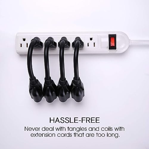 Miady [ETL Listed] Miady Short Power Extension Cord Outlet Saver, 16AWG/13A, 3 Prong (4 Pack, Black, 8 Inch) - Image 3