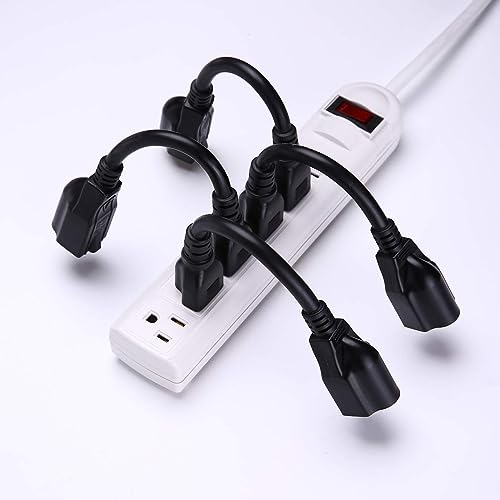 Miady [ETL Listed] Miady Short Power Extension Cord Outlet Saver, 16AWG/13A, 3 Prong (4 Pack, Black, 8 Inch) - Image 5