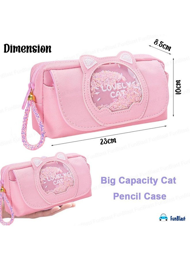 فنبلاست حقيبة أدوات مكتبية من البوليستر من فن بلاست للبنات - حقيبة أقلام كبيرة السعة، حافظة أقلام متعددة الأغراض بسحاب، حقيبة كاواي، حقيبة أقلام وقلمة لأطفال المدارس، للبنات (وردي) - Image 2