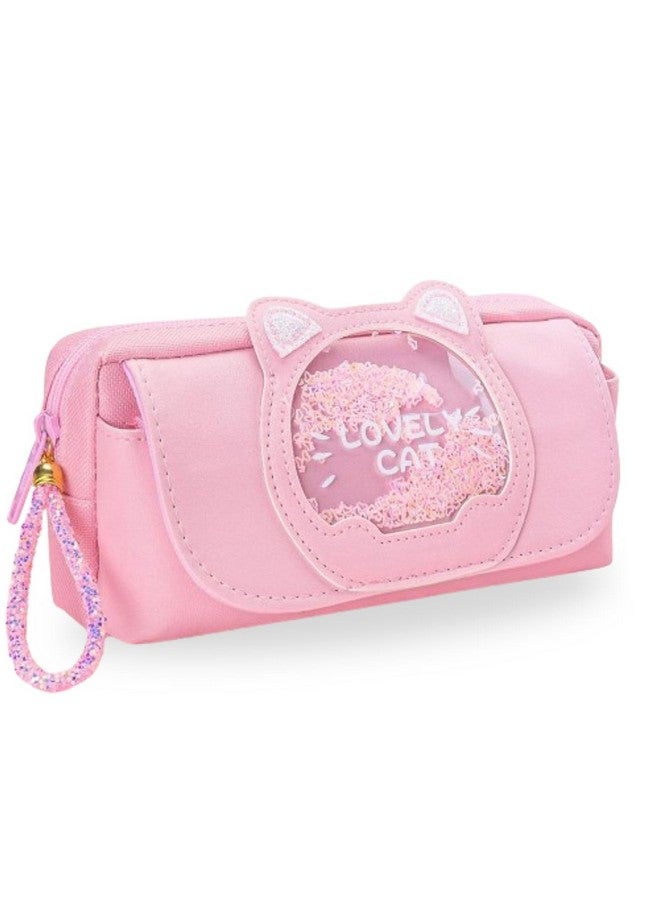 فنبلاست حقيبة أدوات مكتبية من البوليستر من فن بلاست للبنات - حقيبة أقلام كبيرة السعة، حافظة أقلام متعددة الأغراض بسحاب، حقيبة كاواي، حقيبة أقلام وقلمة لأطفال المدارس، للبنات (وردي) - Image 1