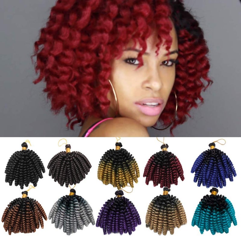 Snoilite Jumpy Wand Curly Short Crochet Jamaican Bounce Hair 6 Inch Braids Twist Hair Jamaican Bounce Short Curly Crochet Braids Hair Extension Synthetic For Black Women 6curlyblack to red
