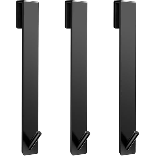 Kontoyo Shower Door Hooks10 InchExtended Over Door Hooks for Bathroom Frameless Glass Shower DoorStainless Steel Towel HooksHeavy Duty Rack Hooks for RobeTowel3 PackBlack - Image 1