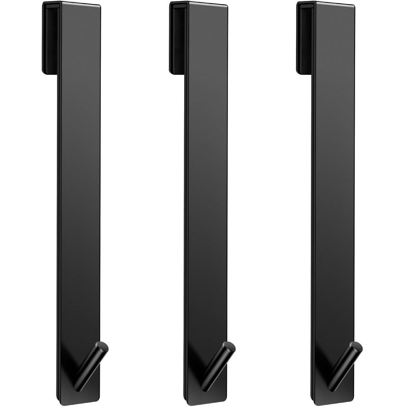 Kontoyo Shower Door Hooks10 InchExtended Over Door Hooks for Bathroom Frameless Glass Shower DoorStainless Steel Towel HooksHeavy Duty Rack Hooks for RobeTowel3 PackBlack - Image 2