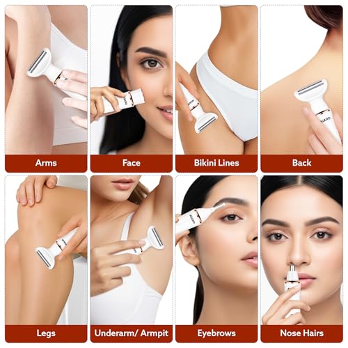 AGARO Female Multi Trimmer 3117 – Facial Hair Removal Machine, Bikini Trimmer, Eyebrow & Nose Hair Trimmer Painless body hair trimming. Type-C charging, up to 90 minutes runtime,White. - Image 4