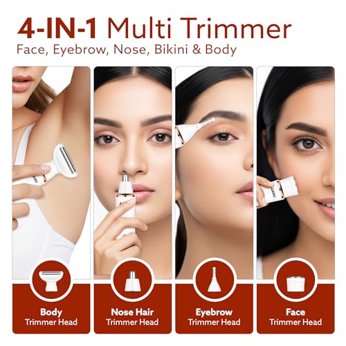 AGARO Female Multi Trimmer 3117 – Facial Hair Removal Machine, Bikini Trimmer, Eyebrow & Nose Hair Trimmer Painless body hair trimming. Type-C charging, up to 90 minutes runtime,White. - Image 3