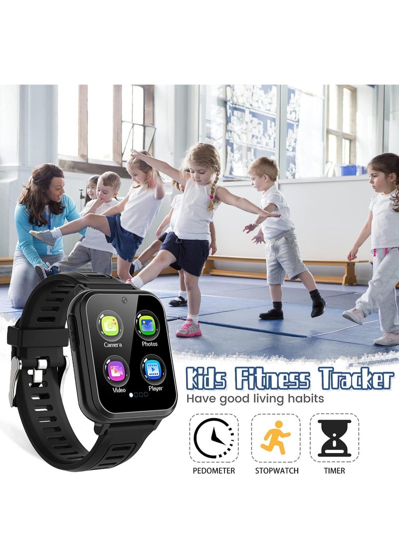 Generic - Kids Smart Watch, Smart Game Watch with 24 Games, HD Touch Screen, Video, Camera, Music Player, Pedometer, Flashlight, Alarm Clock,  Kids Watches for 5-12 Year Olds Boy/Girl (Black) - Image 1