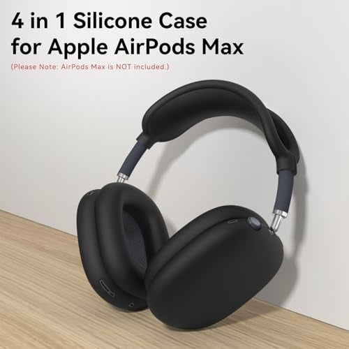 MINDRESY Silicone Case Cover for AirPods Max Headphones, Ear Pad Case Cover/Ear Cups Cover/Headband Cover for AirPod Max (USB-C/Lightning)(2024/2020),Accessories Silicone Protector for Apple AirPods Max, Black - Image 2