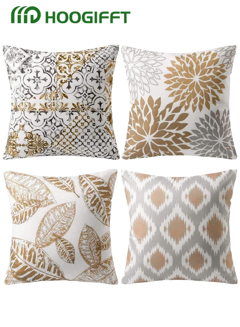 HOOGIFFT Pillow Covers Set of 4, Throw Pillow Cover, Modern style Cushion Covers 45cm x 45cm,For Living Room Sofa Couch Bed Pillowcases 18x18 inches（Double sided pattern） - Image 1