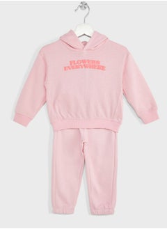 Girls Slogan Printing Hoodie And Jogger Set